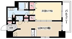 マリオン城西 1LDKの間取図画像