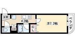 プロシード太閤通 1Kの間取図画像