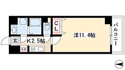 クピットガーデン千代田 1Kの間取図画像
