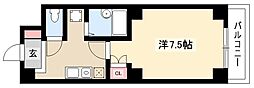 エクセレント栄光 1Kの間取図画像