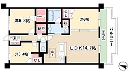 ライオンズガーデン千種アーススクエア 3LDKの間取図画像