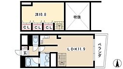 ラドーニ清水 1LDKの間取図画像
