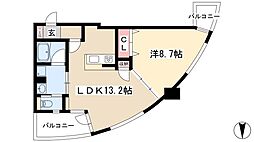 ドゥーエ上前津 1LDKの間取図画像