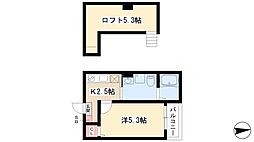 フォルゴーレ2 1Kの間取図画像