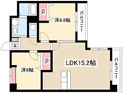 S-FORT西郊通 2LDKの間取図画像
