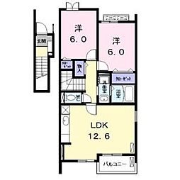 リヴィエールT 2LDKの間取図画像