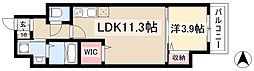 グランソレイユ大須白川 1LDKの間取図画像