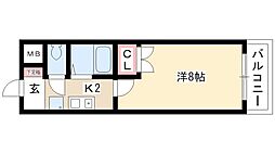 タウンコート児島 1Kの間取図画像