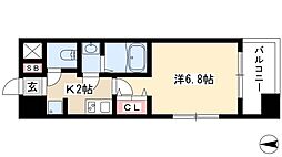 インプルーブ鶴舞 1Kの間取図画像