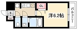 ディアレイシャス名古屋太閤通2 1Kの間取図画像