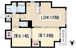 グランソレイユ大須白川 2LDKの間取図画像