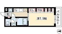 リブリ・浄心B 1Kの間取図画像