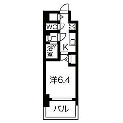 メイクス名駅南2 1Kの間取図画像