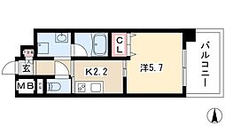 エスポアール泉 1Kの間取図画像
