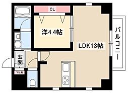 ベルルージュ中村公園 1LDKの間取図画像