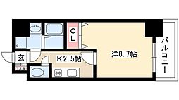 プレステージ名駅 1Kの間取図画像
