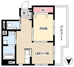 サン・サカエビル 1LDKの間取図画像