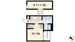 エスポワールBeBe 1Kの間取図画像