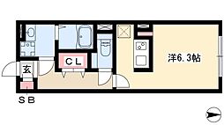 LUORE城西 1Kの間取図画像