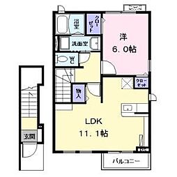 ファンタジアB 1LDKの間取図画像