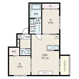 Hare Court Arakogawa Park 2LDKの間取図画像