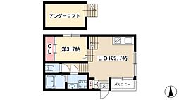 ハーモニーテラス志賀町2 1LDKの間取図画像