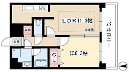 プレサンス名古屋STATIONアブソリュート 1LDKの間取図画像