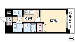 スカイフラット名古屋 1Kの間取図画像
