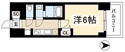 プレサンスザ大須観音 1Kの間取図画像