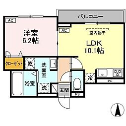 ルヴィータ剣町 1LDKの間取図画像