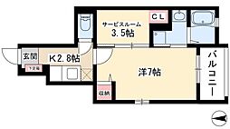 レッド・リーブス7 1SKの間取図画像