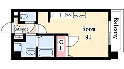 オンディーヌ・花の木 ワンルームの間取図画像