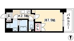アマーレ葵 1Kの間取図画像