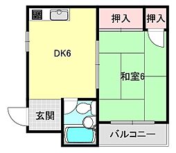 田中市コーポ 4階1DKの間取り