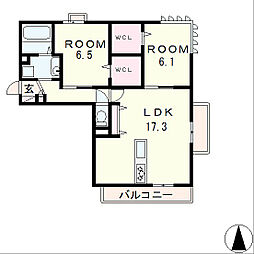 JR湖西線 大津京駅 徒歩4分の賃貸アパート 2階2LDKの間取り