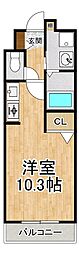 アルカンシェル 1階ワンルームの間取り