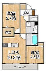 ガーデンライラック 2LDKの間取図画像