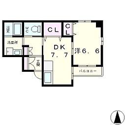 レスペクテ 1DKの間取図画像