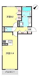 リベルタ唐崎 1LDKの間取図画像
