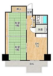 ロイヤルリゾート琵琶湖 5階2DKの間取り