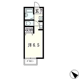 セジュール比叡 2階ワンルームの間取り