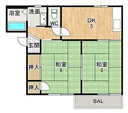 カーサカタタ 2DKの間取図画像