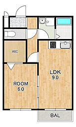 セジュール南堅田 1LDKの間取図画像