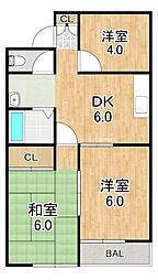 隈元ハイツ 3DKの間取図画像