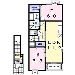 パインビレッジウエスト2 2LDKの間取図画像