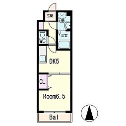 ALTA南草津ビュー 3階1DKの間取り