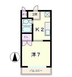 エラン・ビタール 1Kの間取図画像