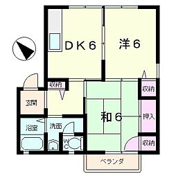 コーポ野路・6 2DKの間取図画像