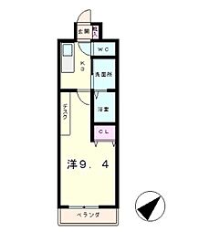レインボーシティ南草津 1Kの間取図画像