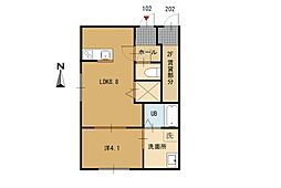 倉梯町アパート 1LDKの間取図画像